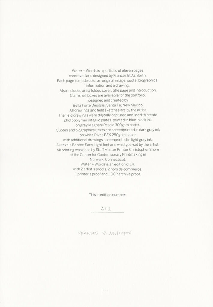 Water Words colophon page