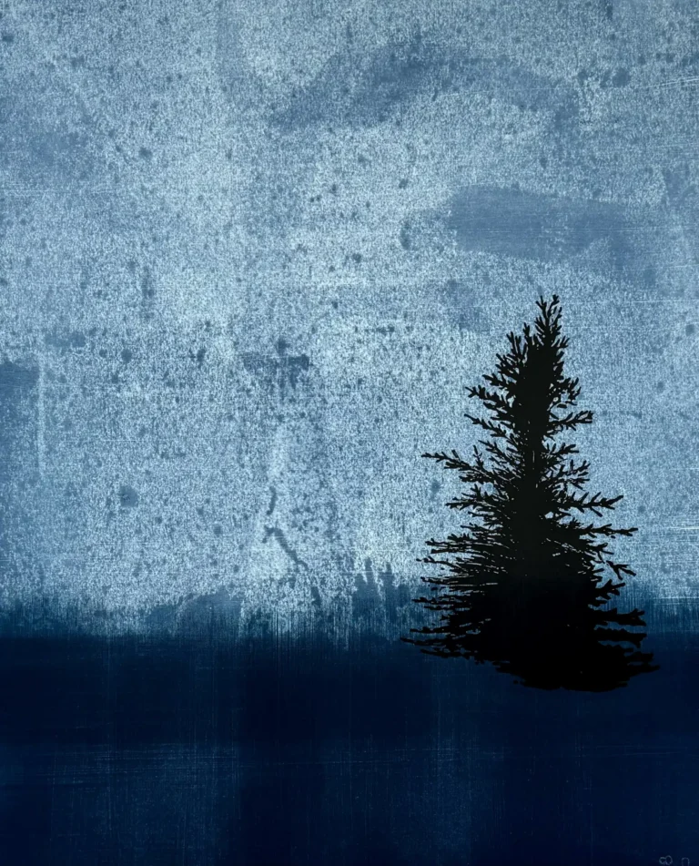 Deep Blue Spruce, 22x30 monotype,