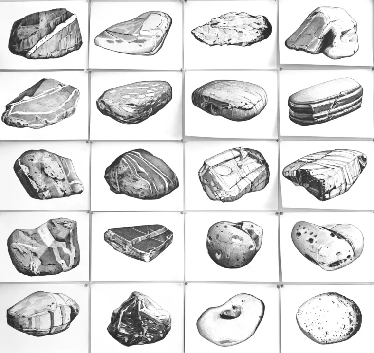 Rock Collection (partial) 9x12 each, kohinoor penciol on bristol,