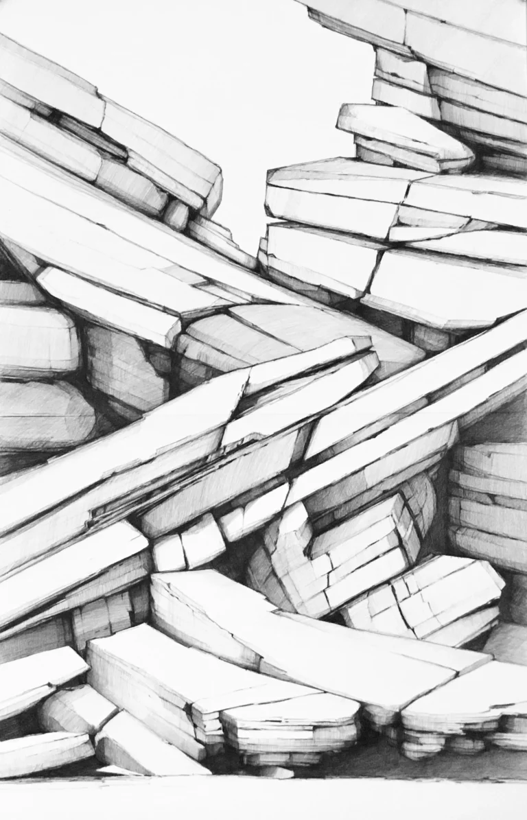 Rockslide, 28x44 kohinoor pencil on bristol,
